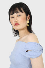 Sky blue off shoulder cropped tee