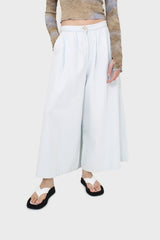 Ice blue double tucked wide fit trousers