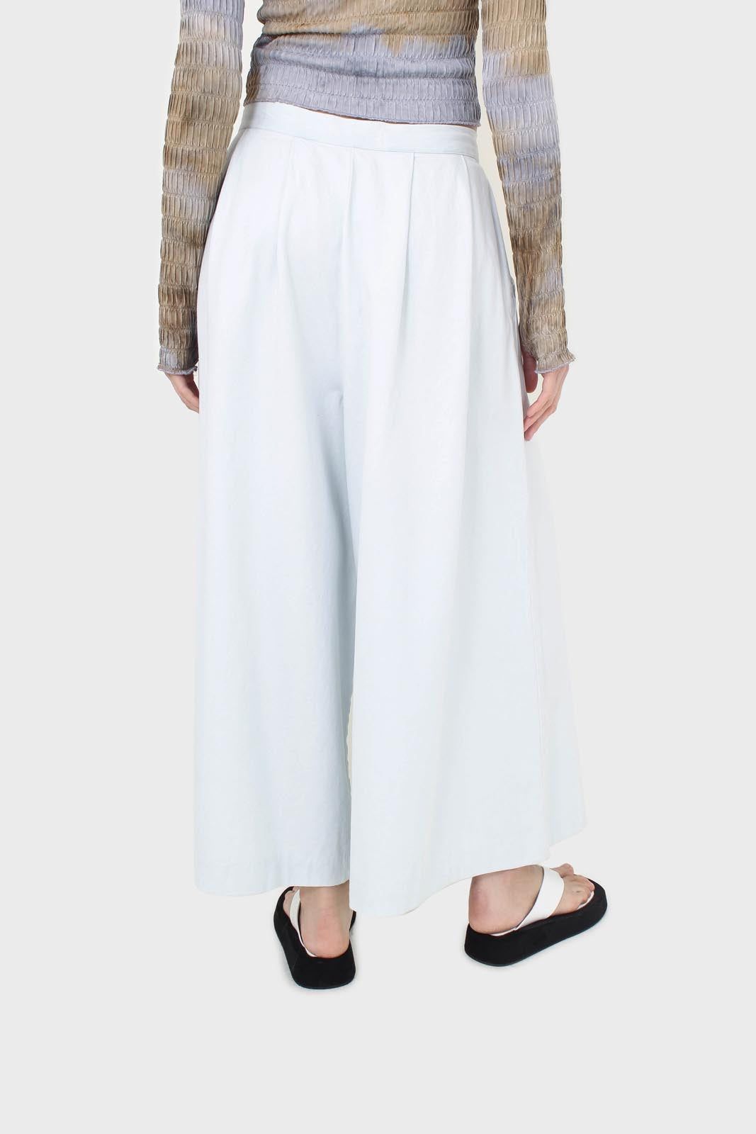 Ice blue double tucked wide fit trousers