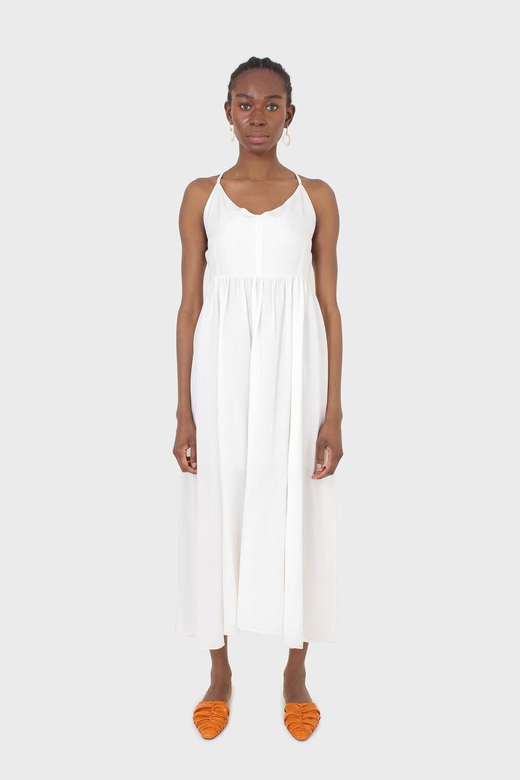 Ivory strappy open back maxi dress