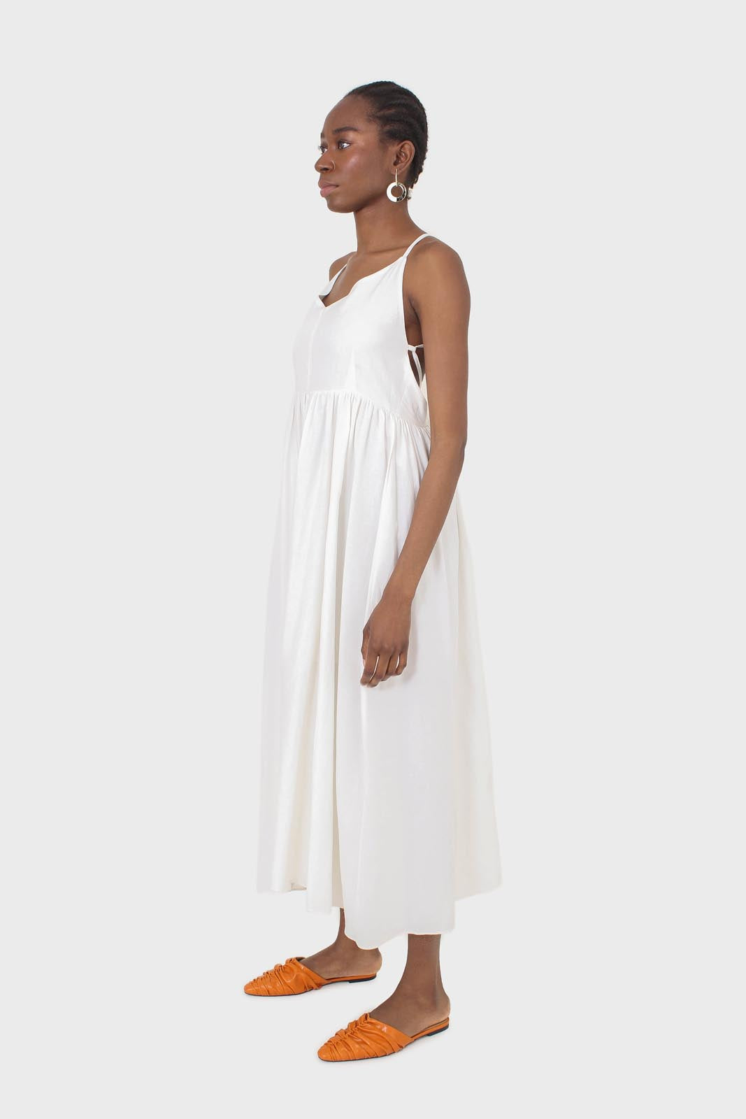 Ivory strappy open back maxi dress