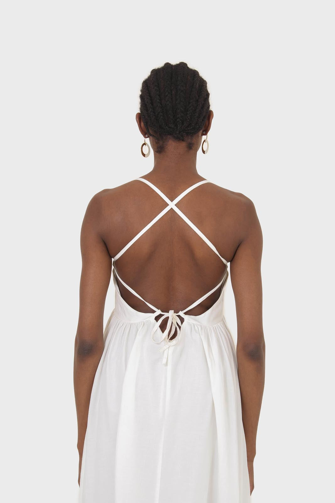 Ivory strappy open back maxi dress