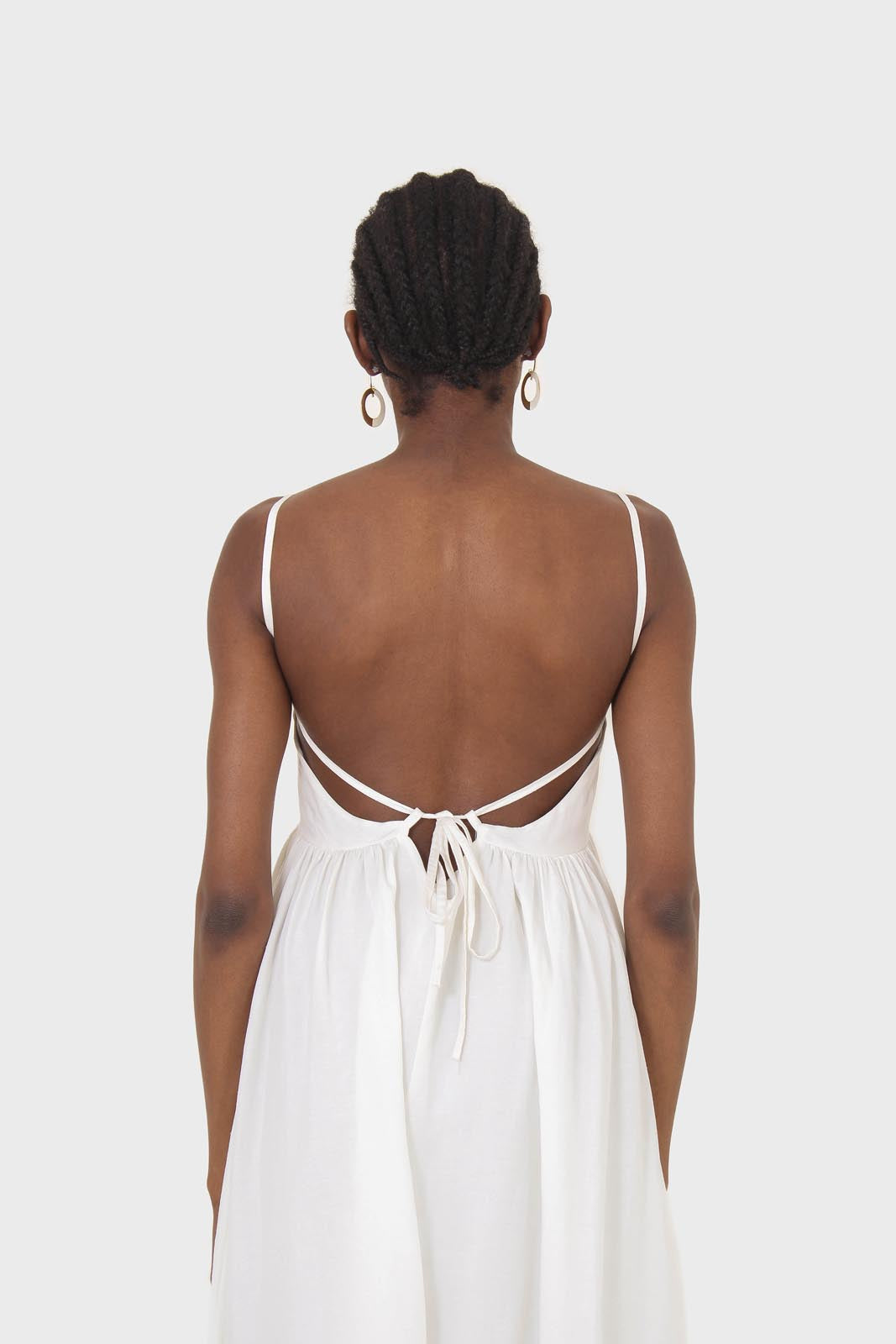 Ivory strappy open back maxi dress