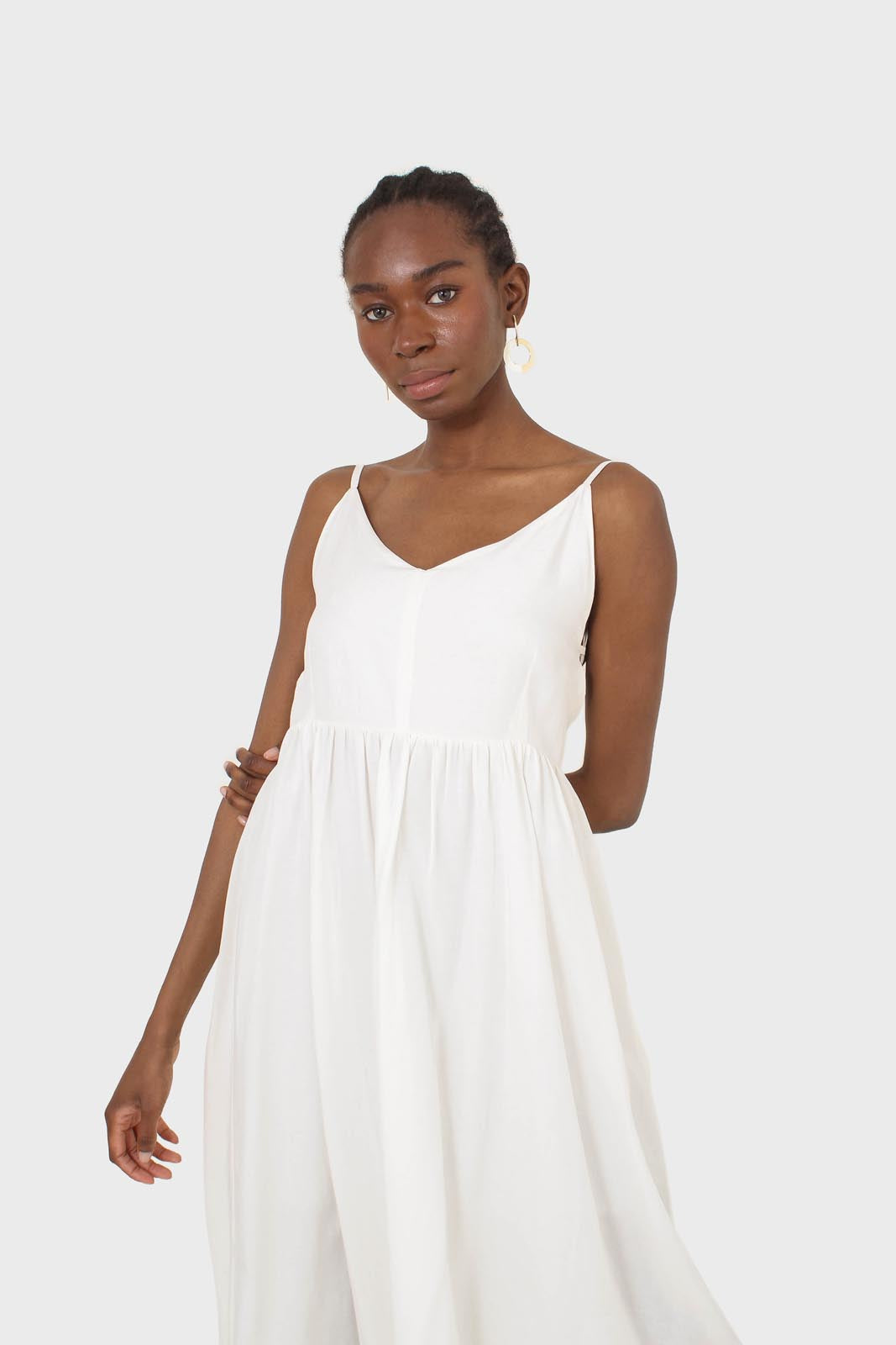 Ivory strappy open back maxi dress