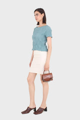 Ivory simple linen pencil skirt