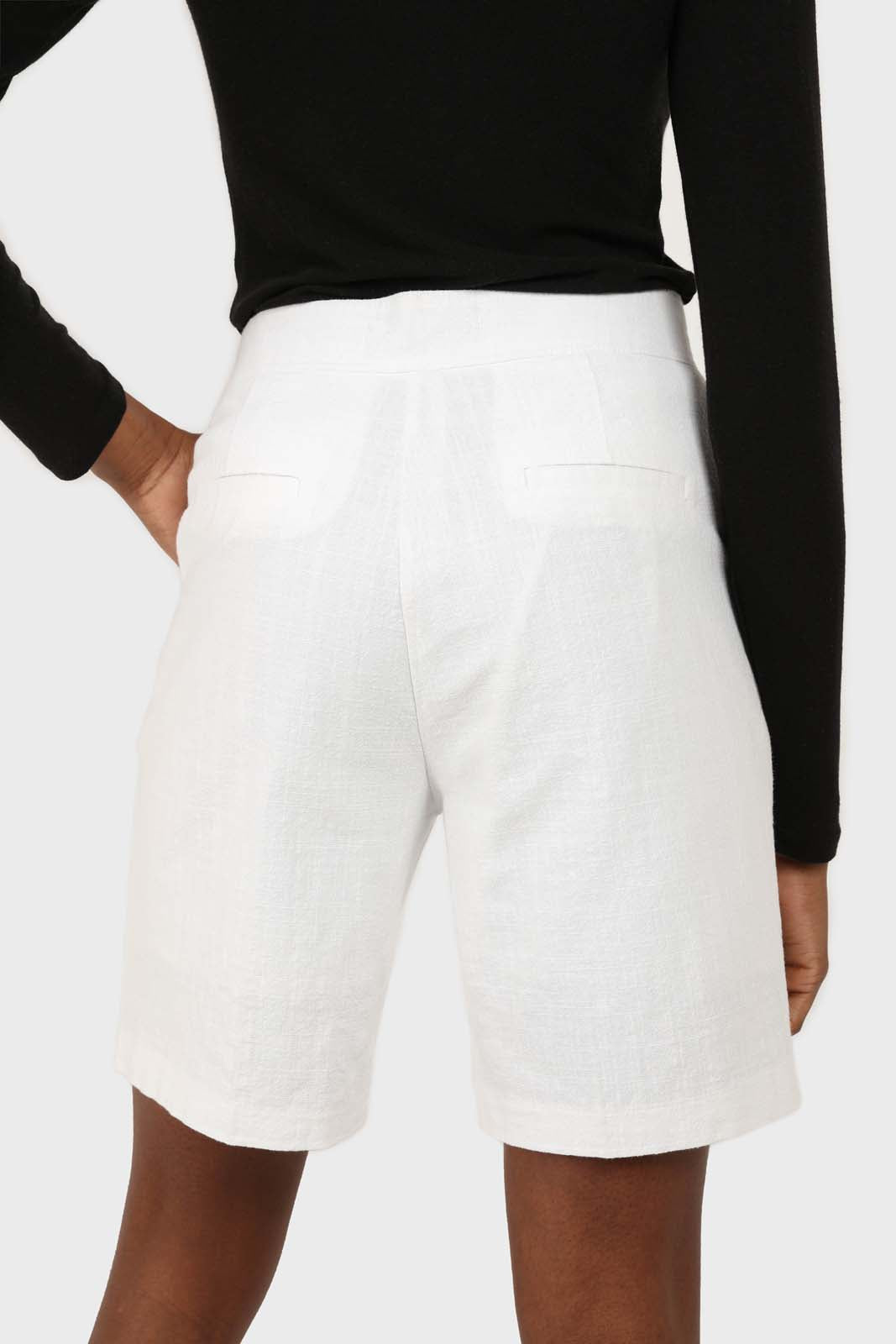 Ivory linen tailored long shorts