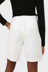 Ivory linen tailored long shorts