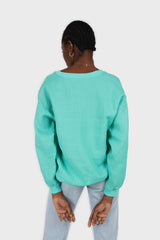 Green V-neck linen long sleeved top