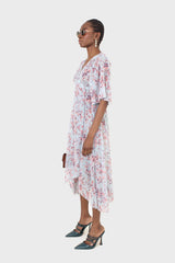 Blue and pink floral belted robe maxi dress