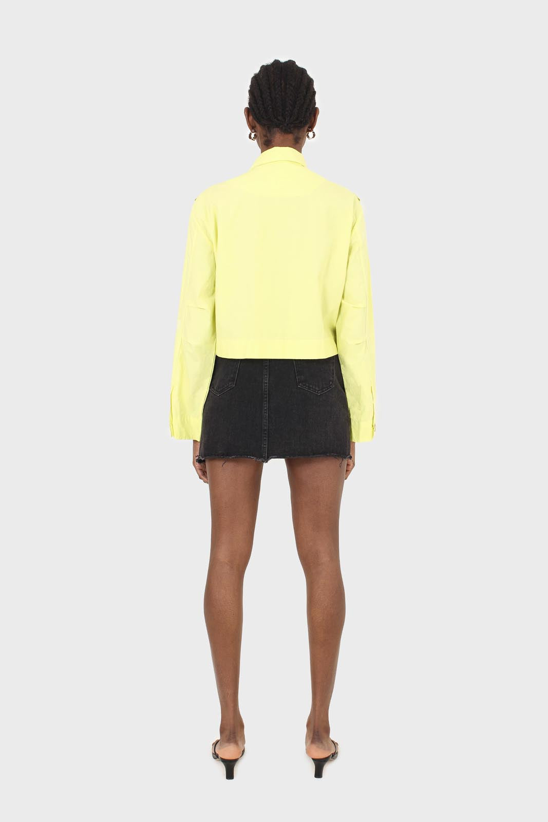 Neon yellow patch pocket cropped jacket