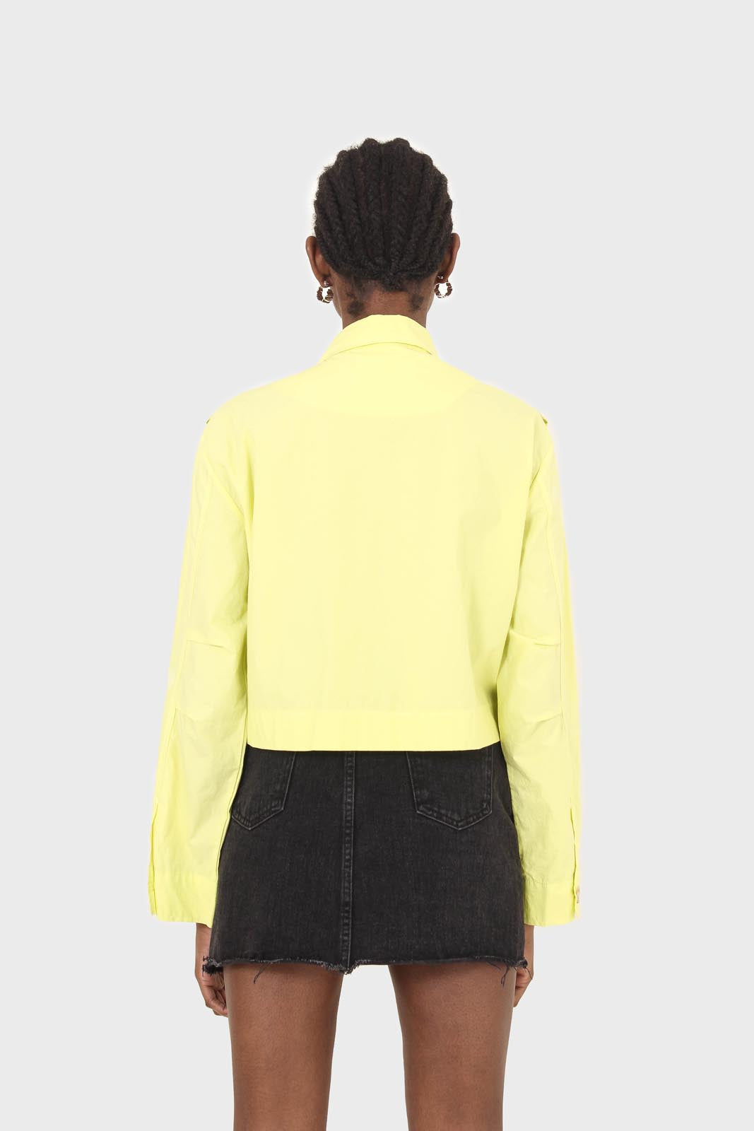 Neon yellow patch pocket cropped jacket