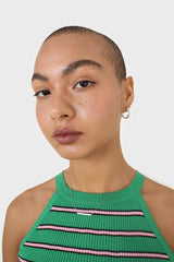Green and pink striped halter neck knit tank