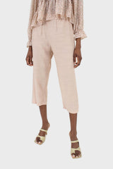 Beige loose fit silky trousers