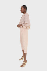 Beige loose fit silky trousers