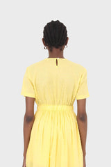 Yellow textured short sleeved maxi dress