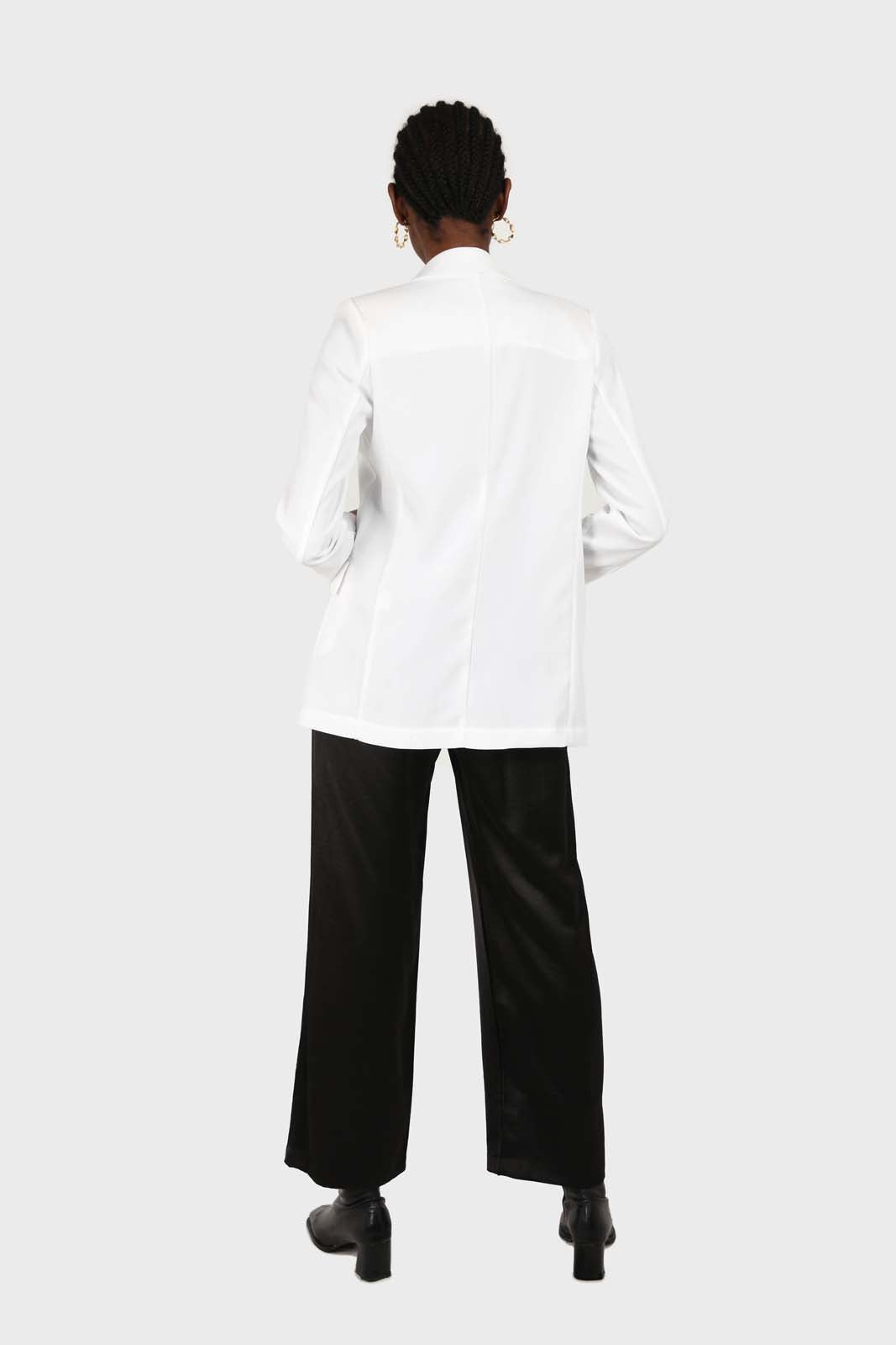 Ivory single breasted oversized linen blazer