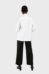 Ivory single breasted oversized linen blazer