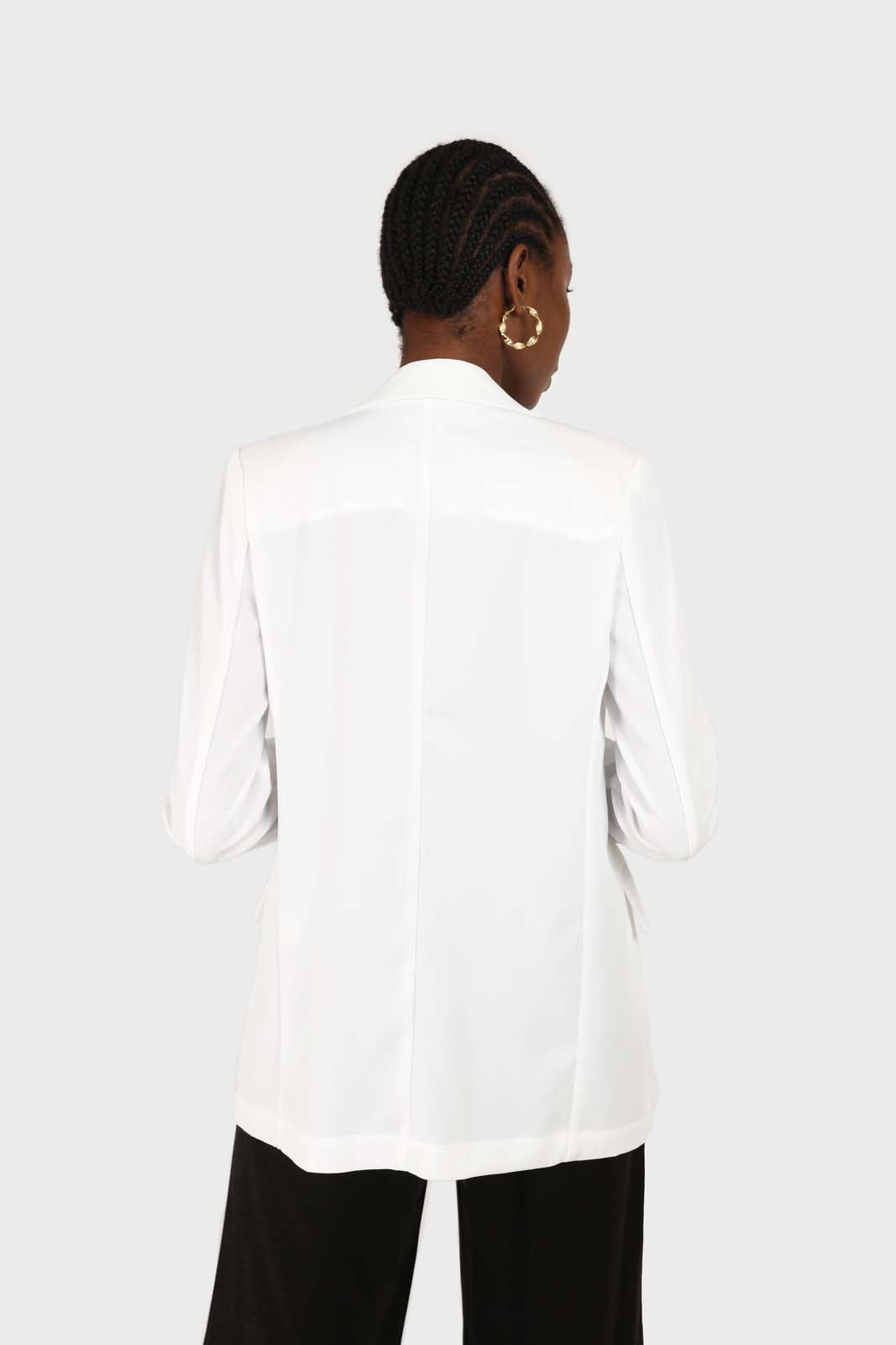 Ivory single breasted oversized linen blazer