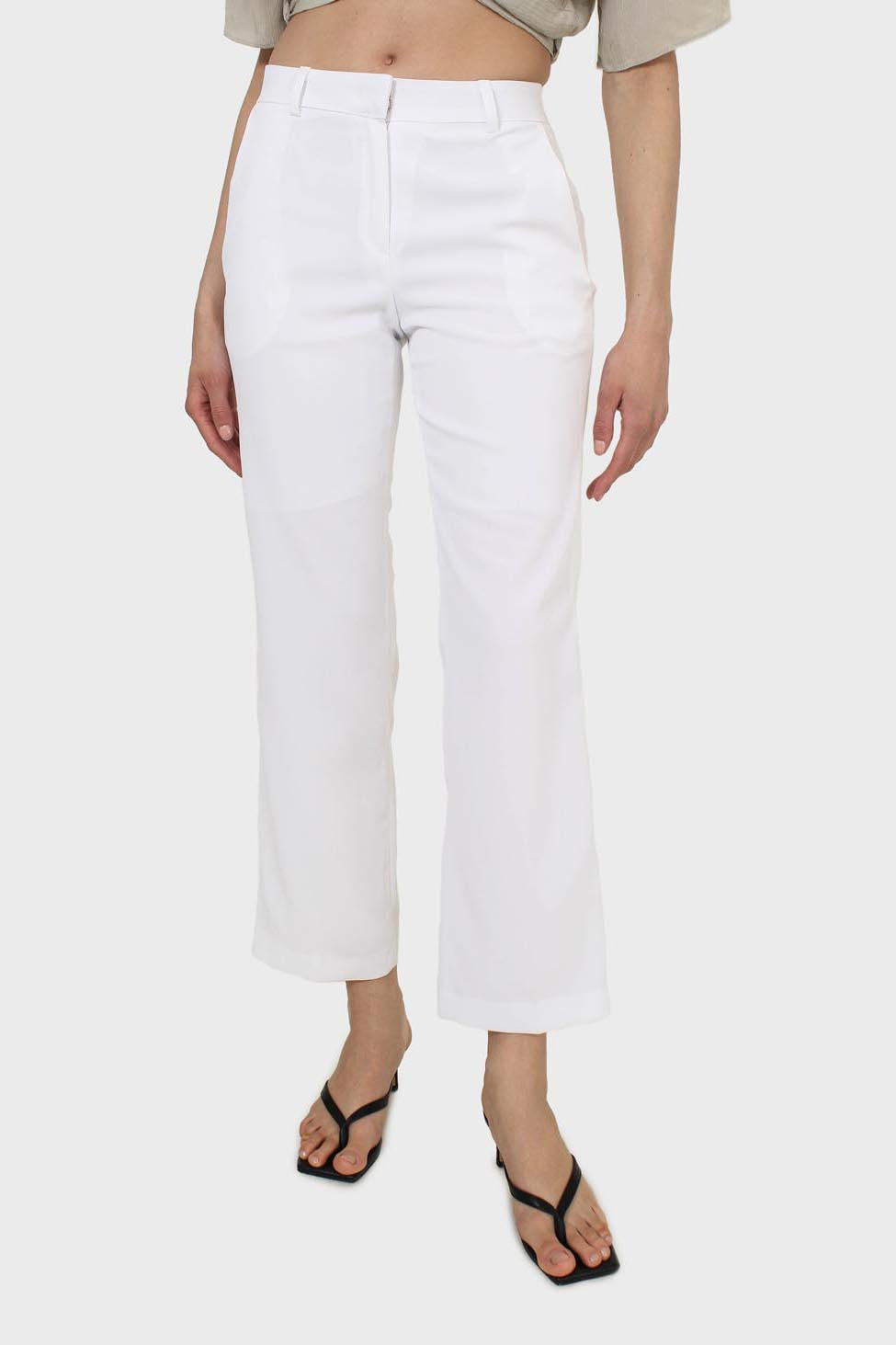 White simple tailored side pocket trousers