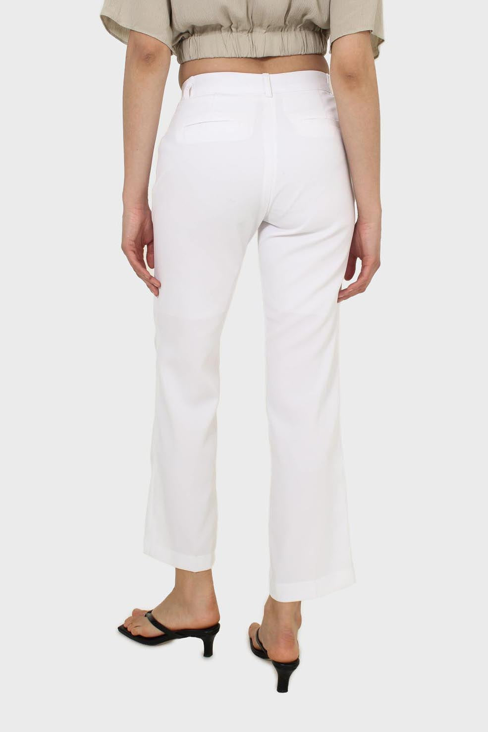 White simple tailored side pocket trousers