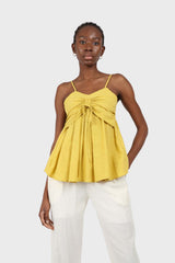 Mustard pull string thin strap tank