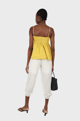 Mustard pull string thin strap tank