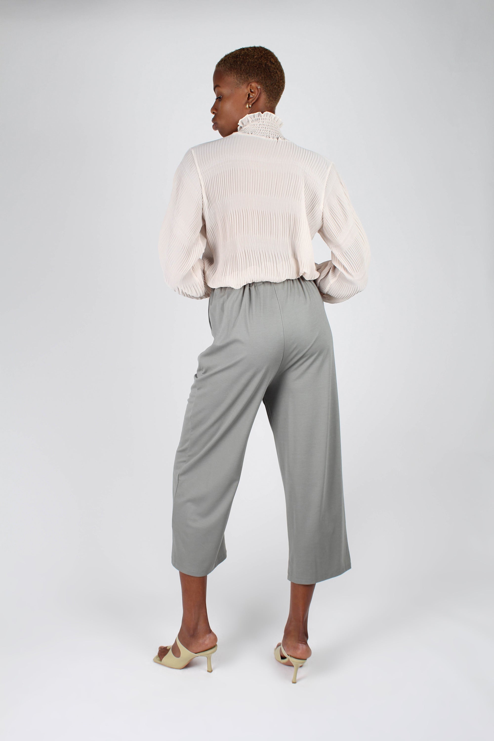 Khaki patch pocket loose fit trousers