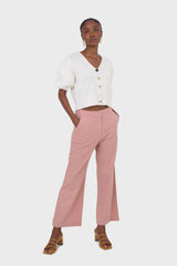 Dusty pink linen boot cut trousers