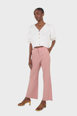 Dusty pink linen boot cut trousers