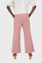 Dusty pink linen boot cut trousers