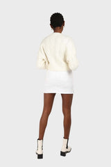 White side slit mini skirt