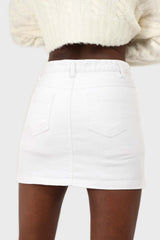 White side slit mini skirt