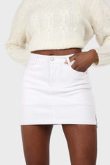 White side slit mini skirt
