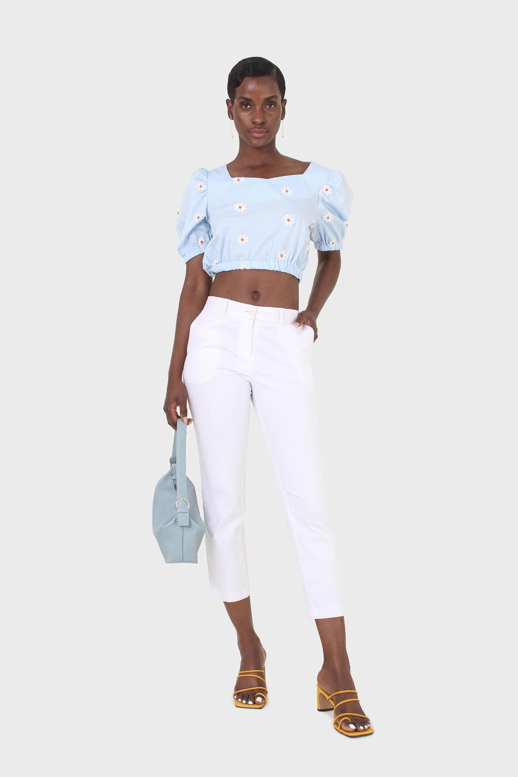 White side pocket simple tailored trousers