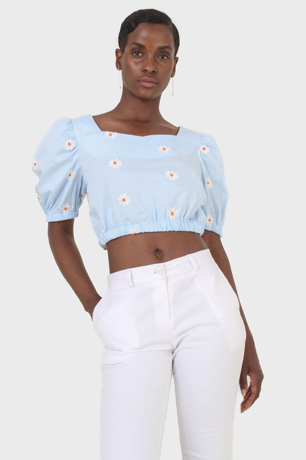 White side pocket simple tailored trousers