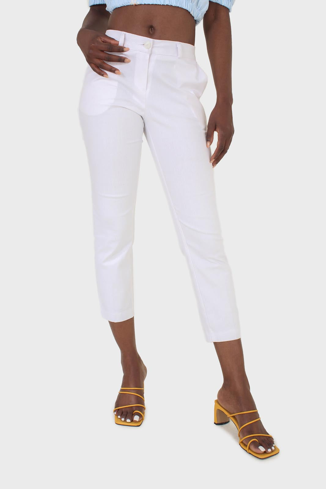 White side pocket simple tailored trousers