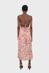 Pink and multi floral printed strappy maxi dress