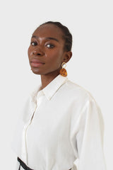 Ivory simple linen shirt dress