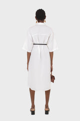 Ivory simple linen shirt dress