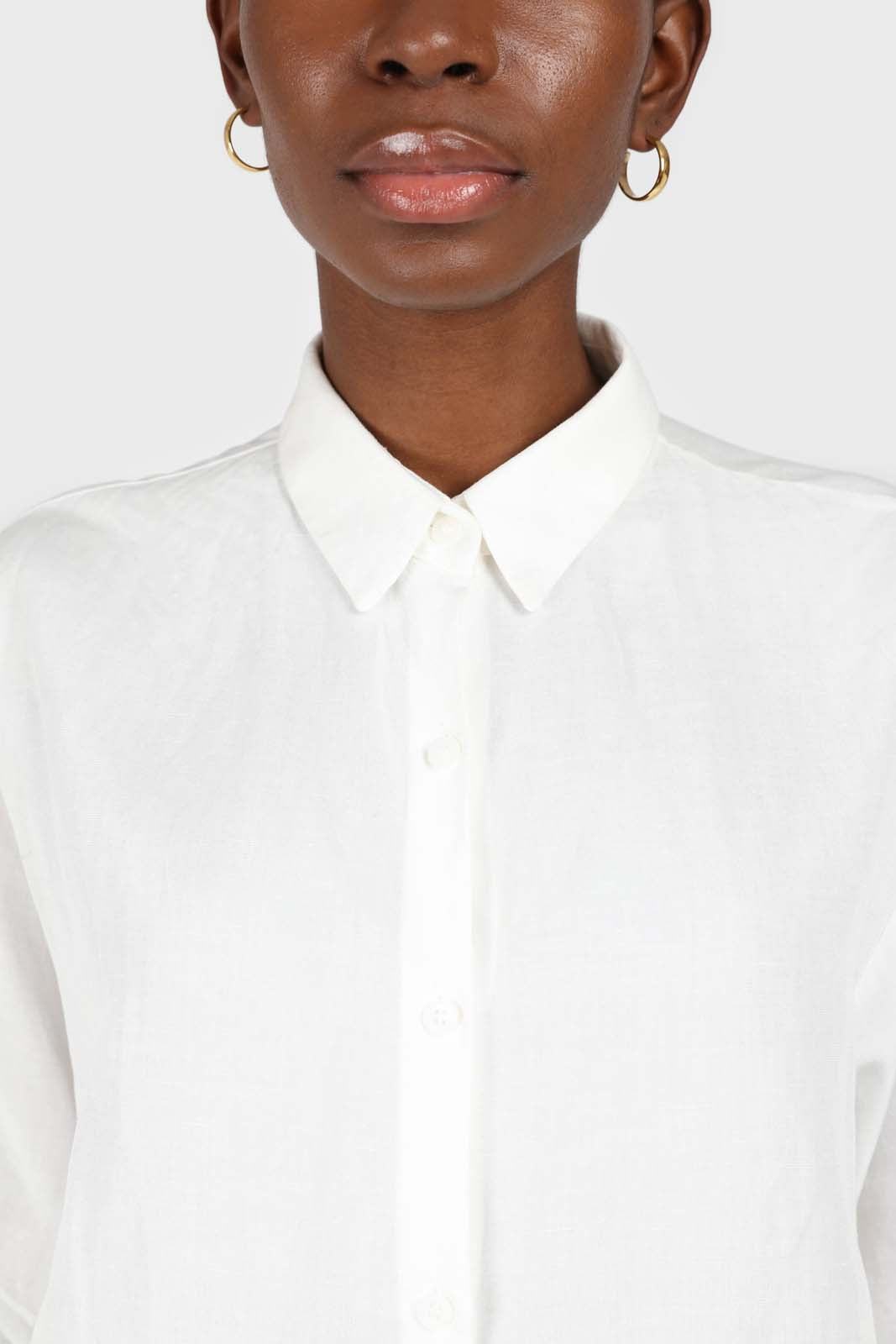 Ivory simple linen shirt dress