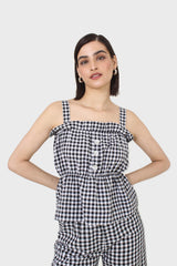 Black and white gingham thick strap tank