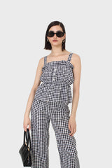 Black and white gingham thick strap tank