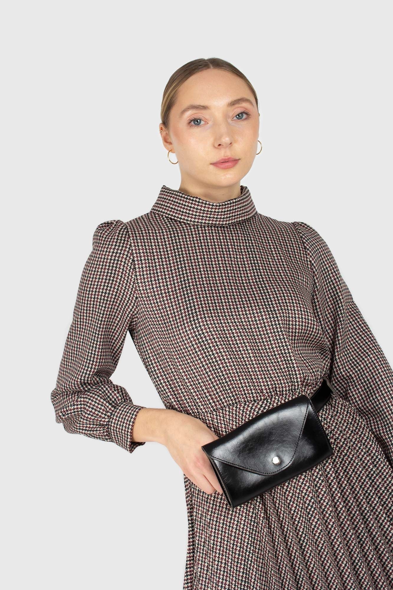 Black vegan leather pouch belt bag