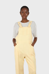 Pale yellow front patch pocket jumpsuit