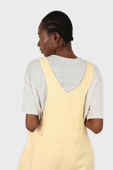 Pale yellow front patch pocket jumpsuit
