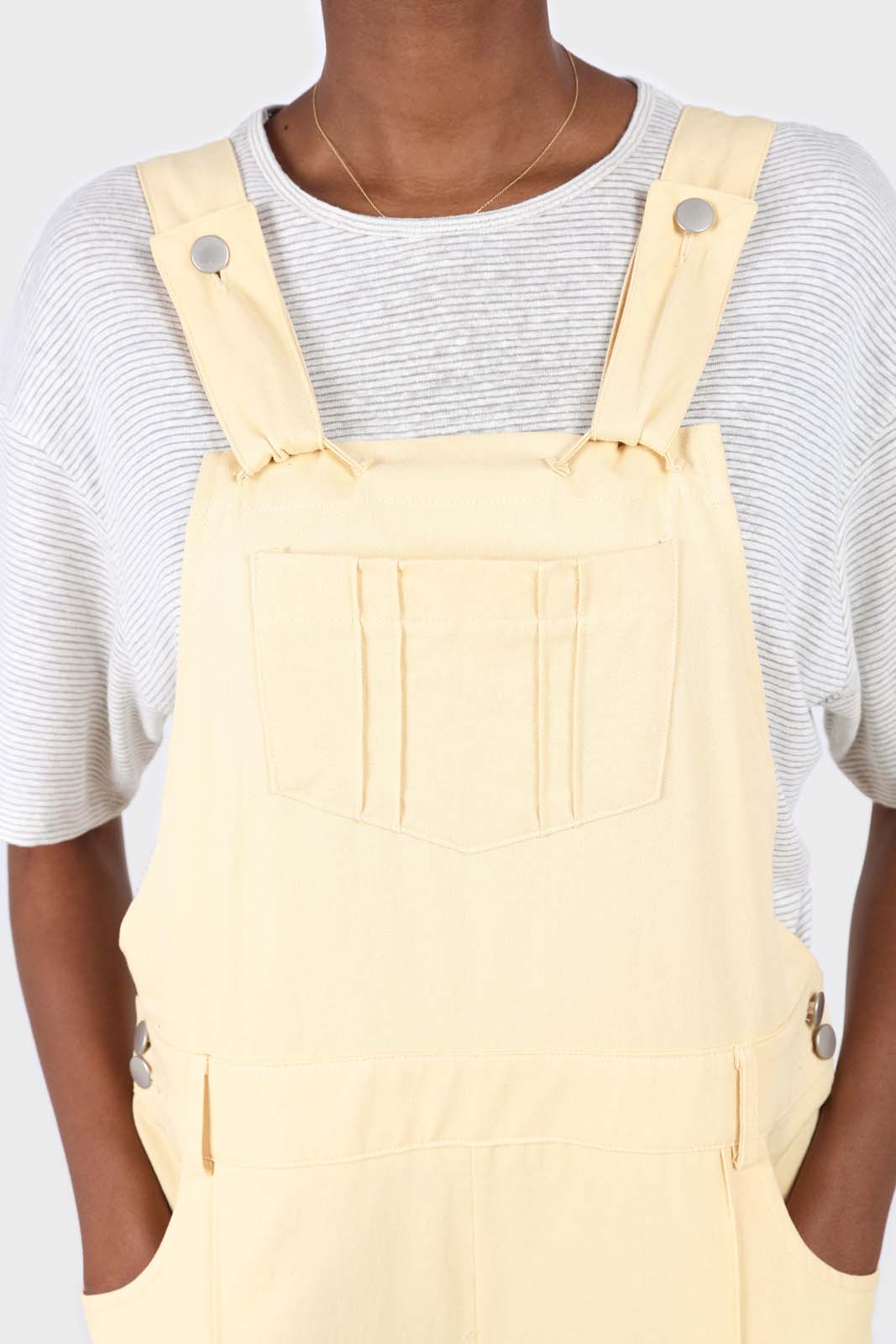 Pale yellow front patch pocket jumpsuit