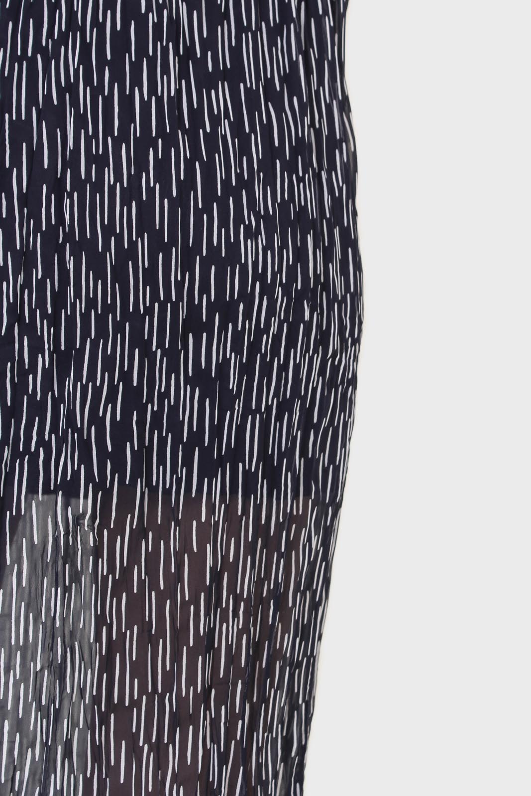 Navy and white print pleated skirt