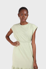 Mint large ruffle hem belted dress