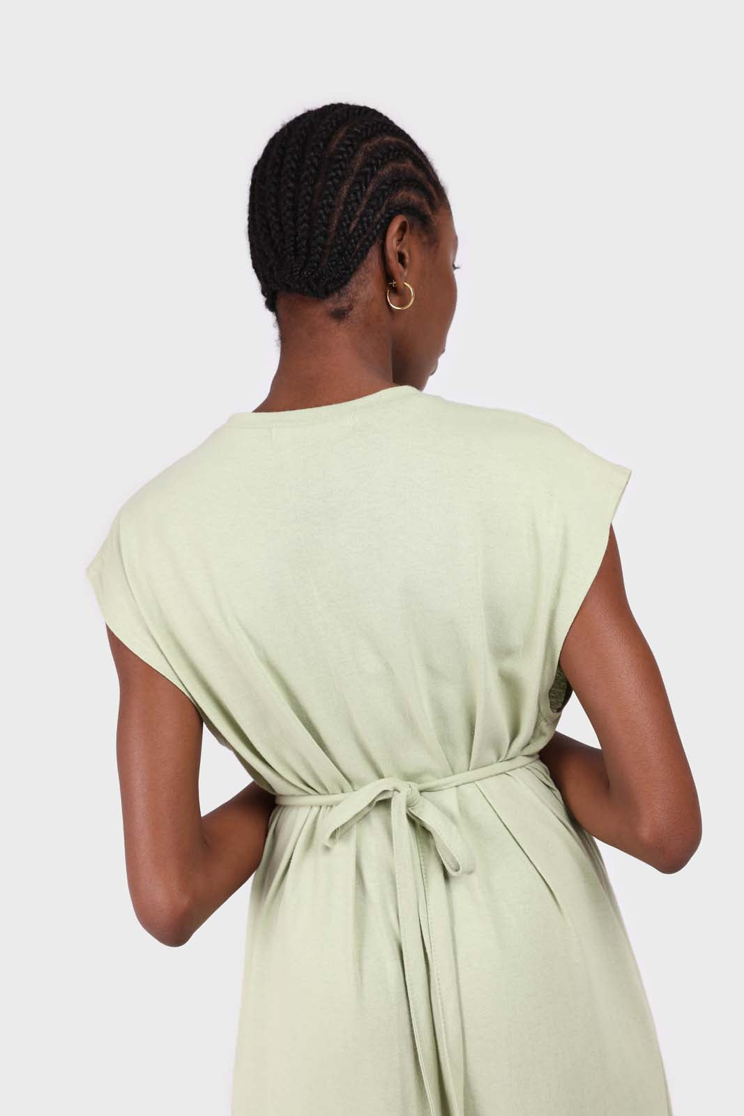 Mint large ruffle hem belted dress