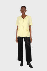 Yellow triple button oversized linen jacket